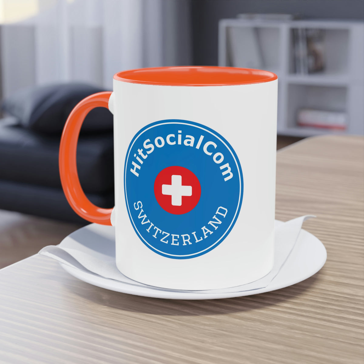 HitSocialCom CH Two-Tone Coffee Mug, 11oz