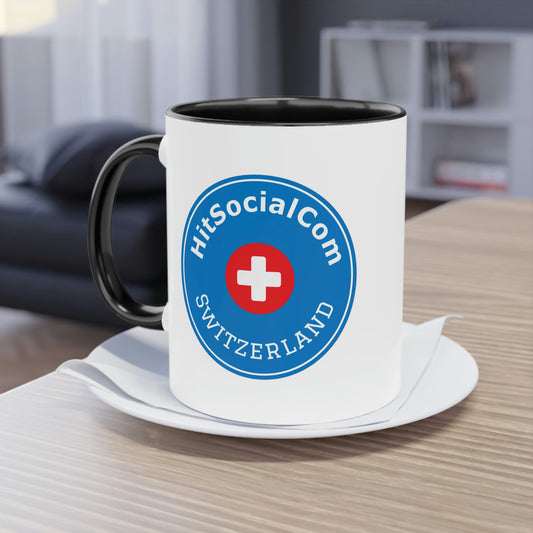 HitSocialCom CH Two-Tone Coffee Mug, 11oz