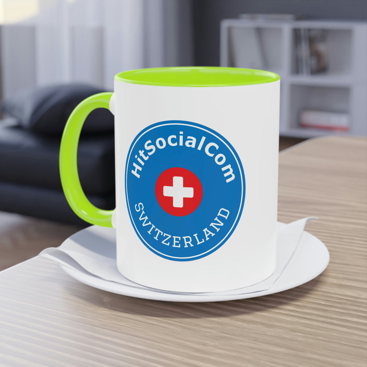 HitSocialCom CH Two-Tone Coffee Mug, 11oz